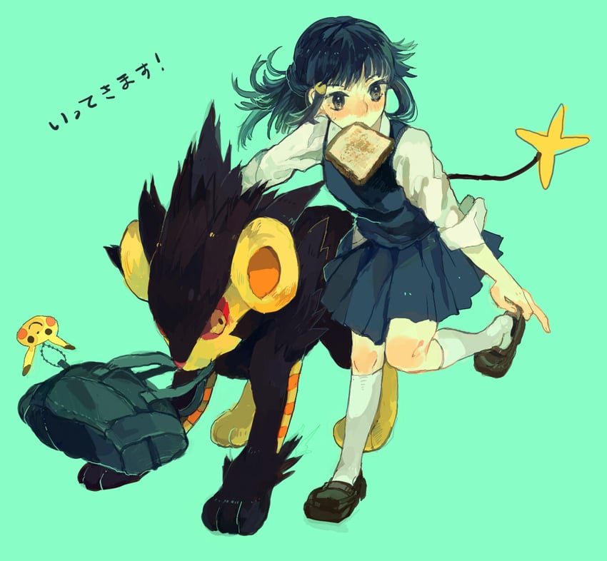 pikachu, dawn, and luxray (pokemon and 1 more) drawn by minahamu