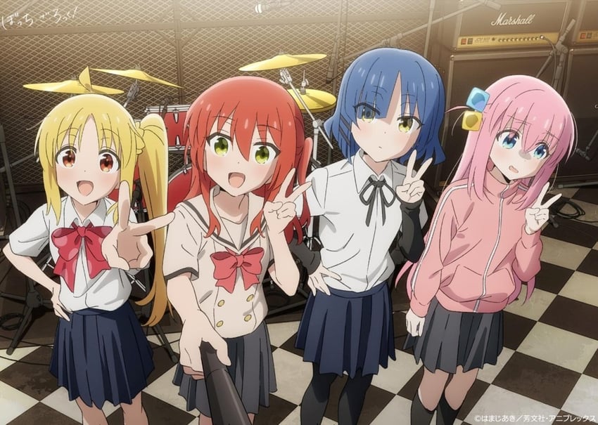 gotoh hitori, kita ikuyo, ijichi nijika, and yamada ryo (bocchi the rock!) drawn by yamazaki_jun