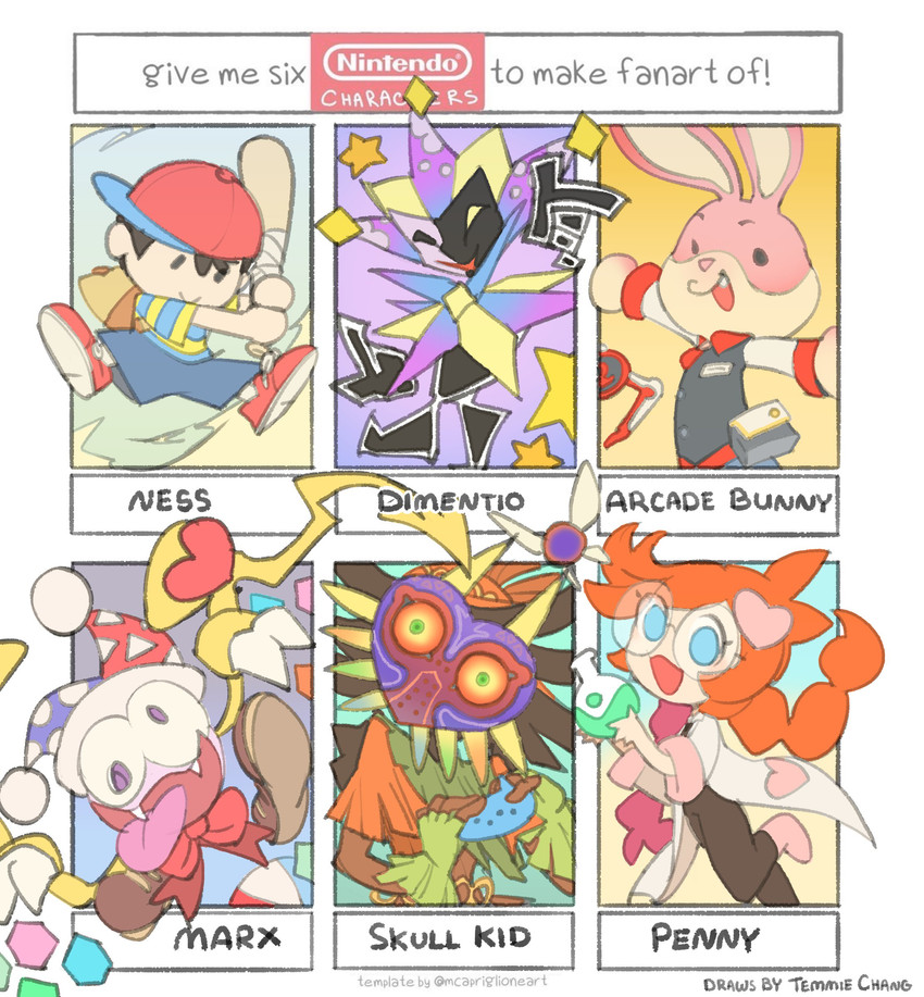 ness, marx, majora, skull kid, penny crygor, and 3 more (the legend of zelda and 11 more) drawn by temmie_chang