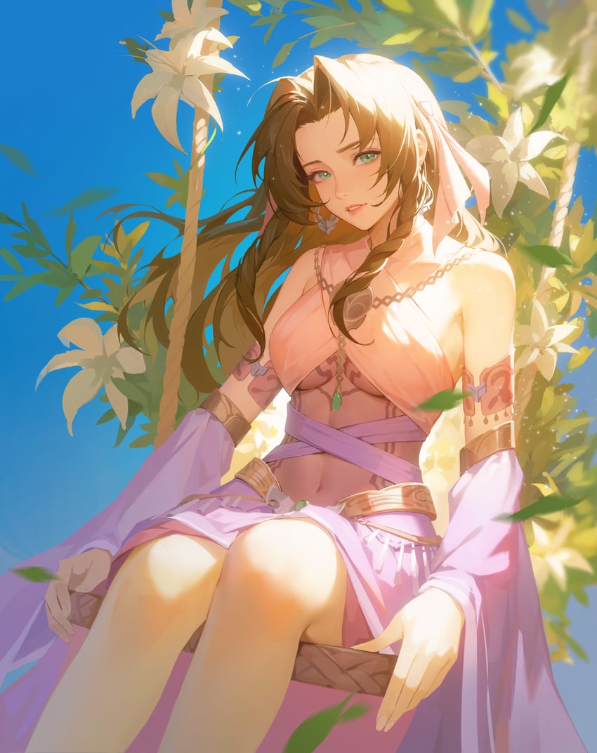 aerith gainsborough (final fantasy and 2 more) drawn by iamc95