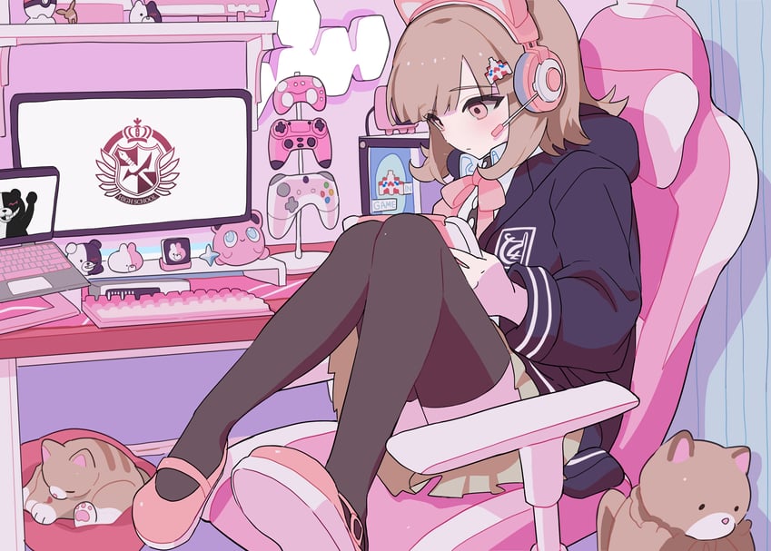 nanami chiaki, monokuma, and jigglypuff (pokemon and 4 more) drawn by mirae