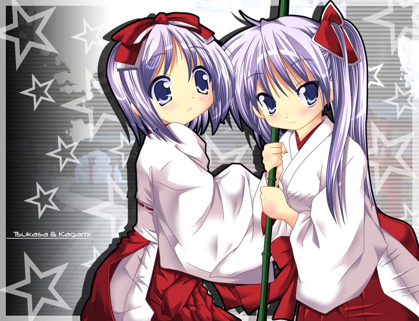 hiiragi kagami and hiiragi tsukasa (lucky star) drawn by kohakugin