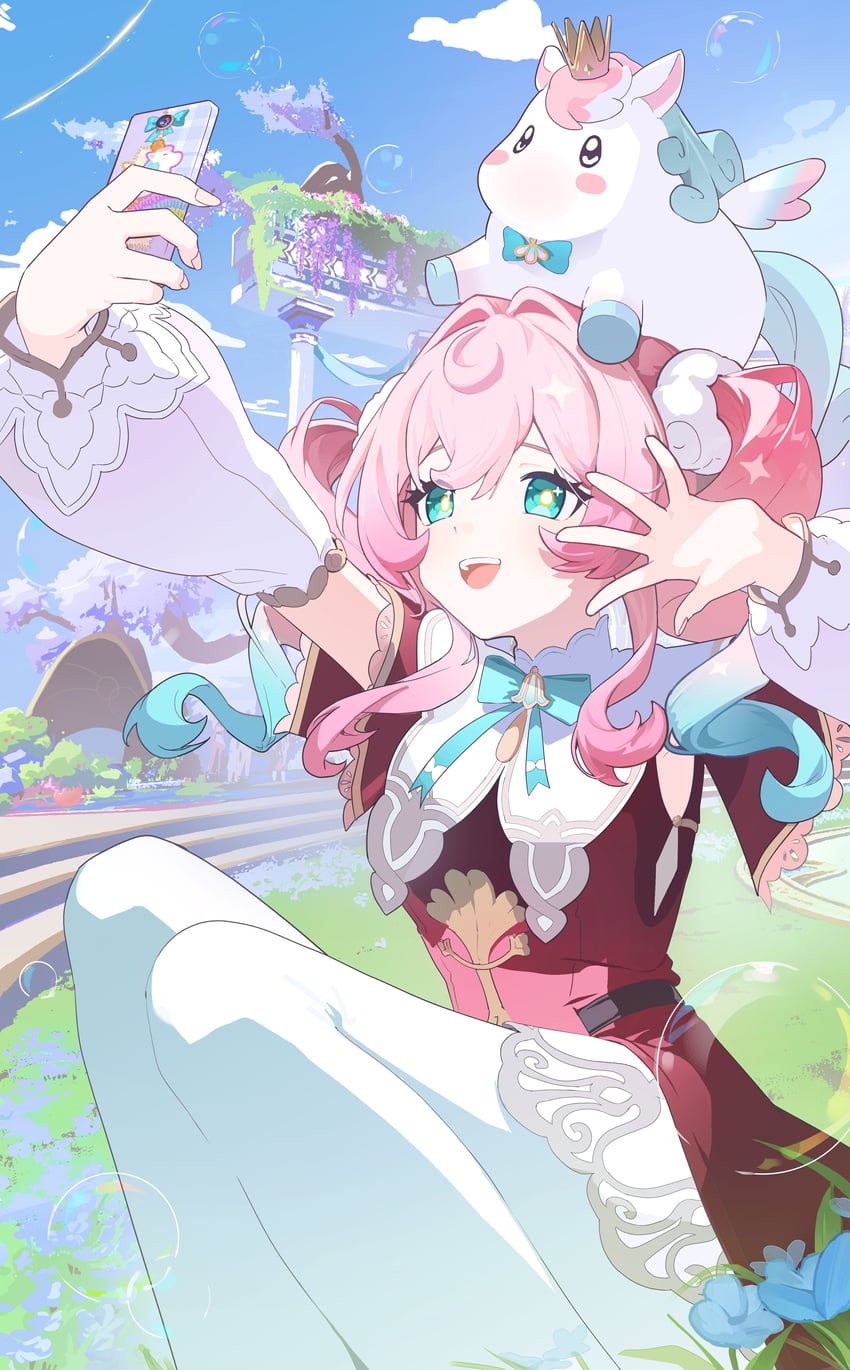 hyacine and little ica (honkai and 1 more) drawn by malyn_official