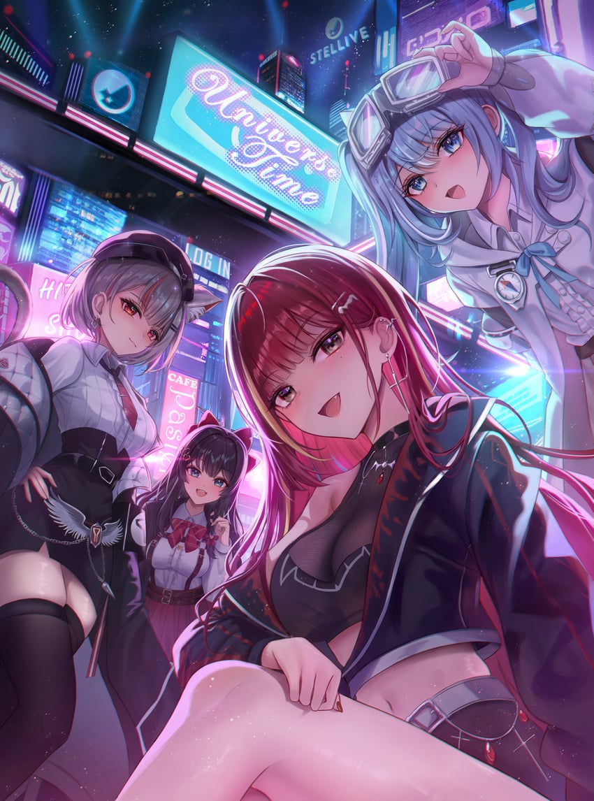 akane lize, shirayuki hina, neneko mashiro, and arahashi tabi (stellive) drawn by starlip