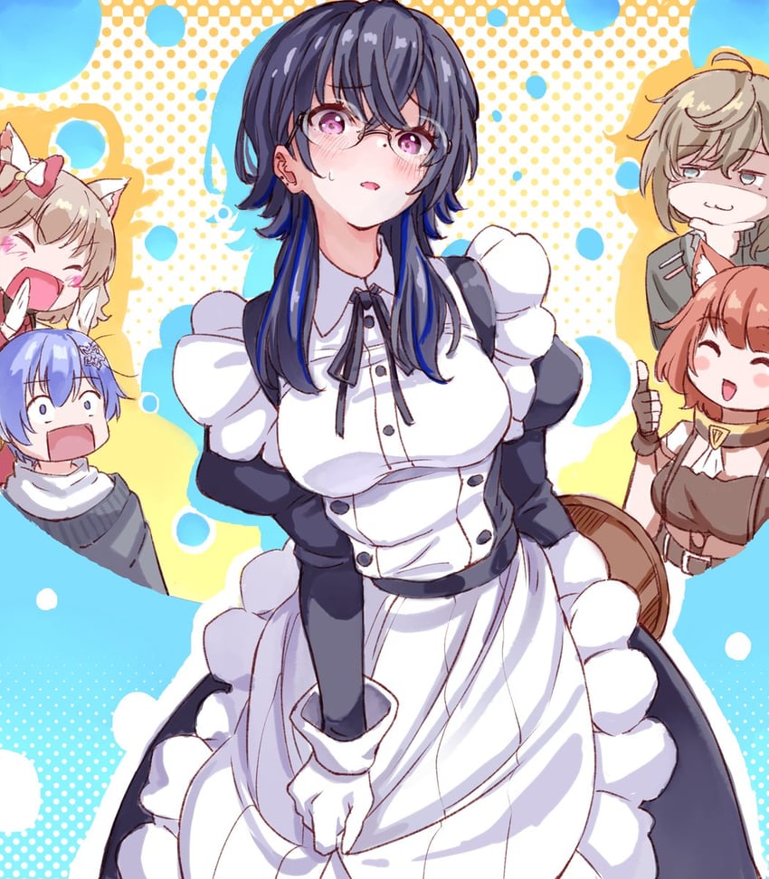 kanae, ichinose uruha, komori met, ratna petit, and shirayuki reid (nijisanji and 5 more) drawn by shigeryu_(sigeru071)