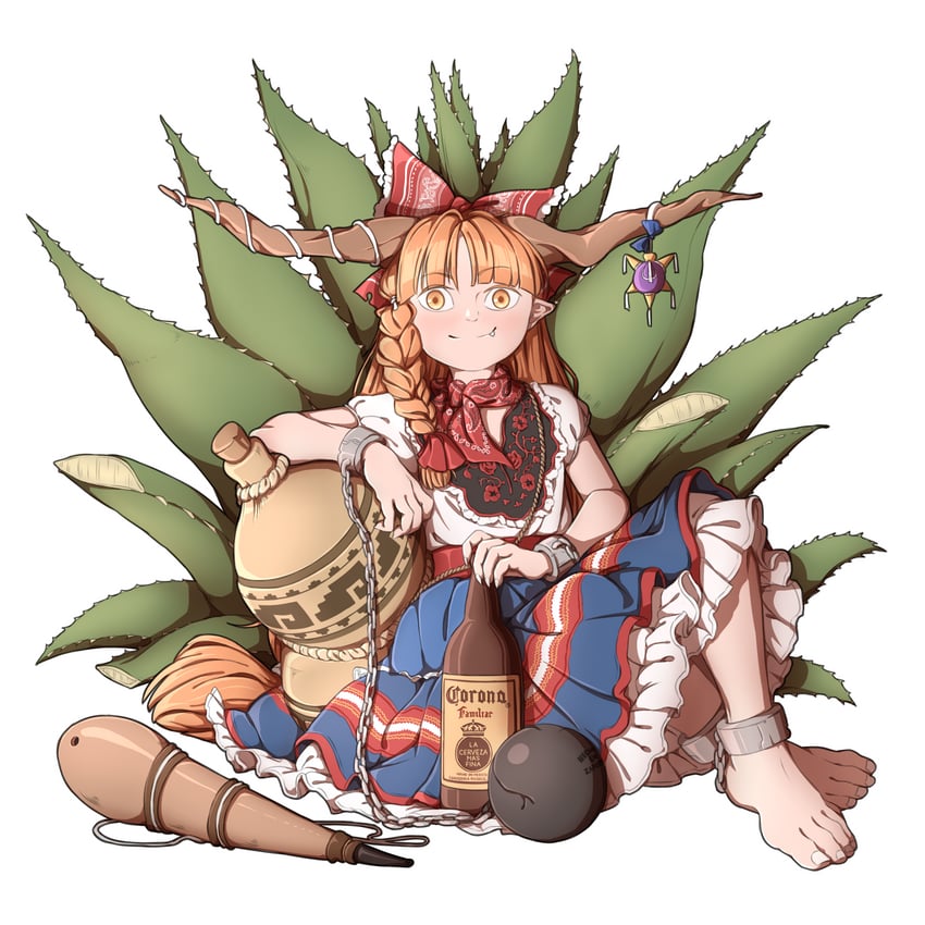 ibuki suika (touhou) drawn by mefomefo