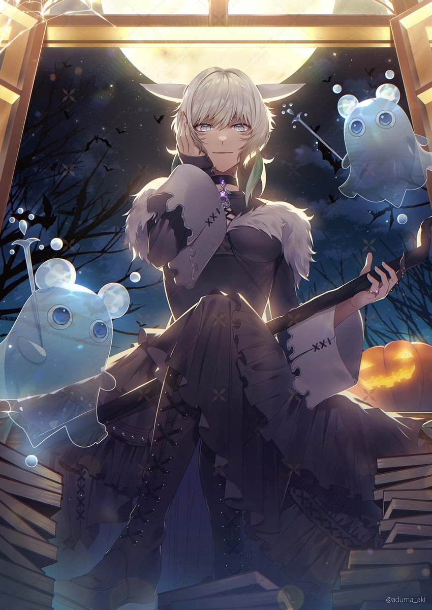 y'shtola rhul and nixie (final fantasy and 1 more) drawn by adzuma_nishi