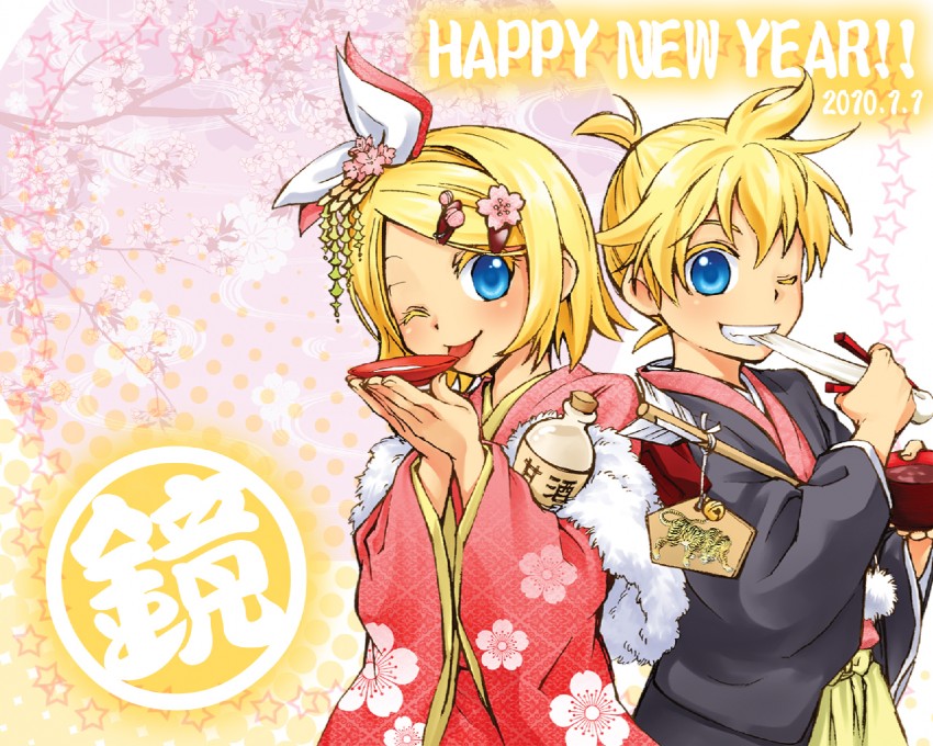 kagamine rin and kagamine len (vocaloid) drawn by junji