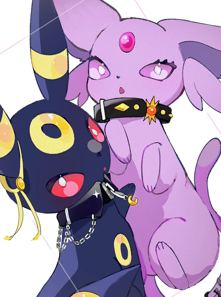 umbreon and espeon (pokemon) drawn by cyauken_(ouahloup)