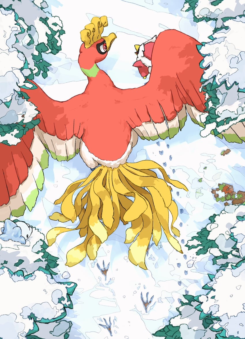 ho-oh, snom, and delibird (pokemon) drawn by aomon_(yuuji7604)
