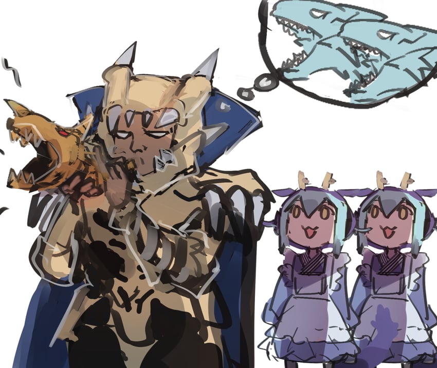 laundry dragonmaid, blue-eyes white dragon, lord of d., and the flute of summoning dragon (yu-gi-oh!) drawn by hatano_kiyoshi