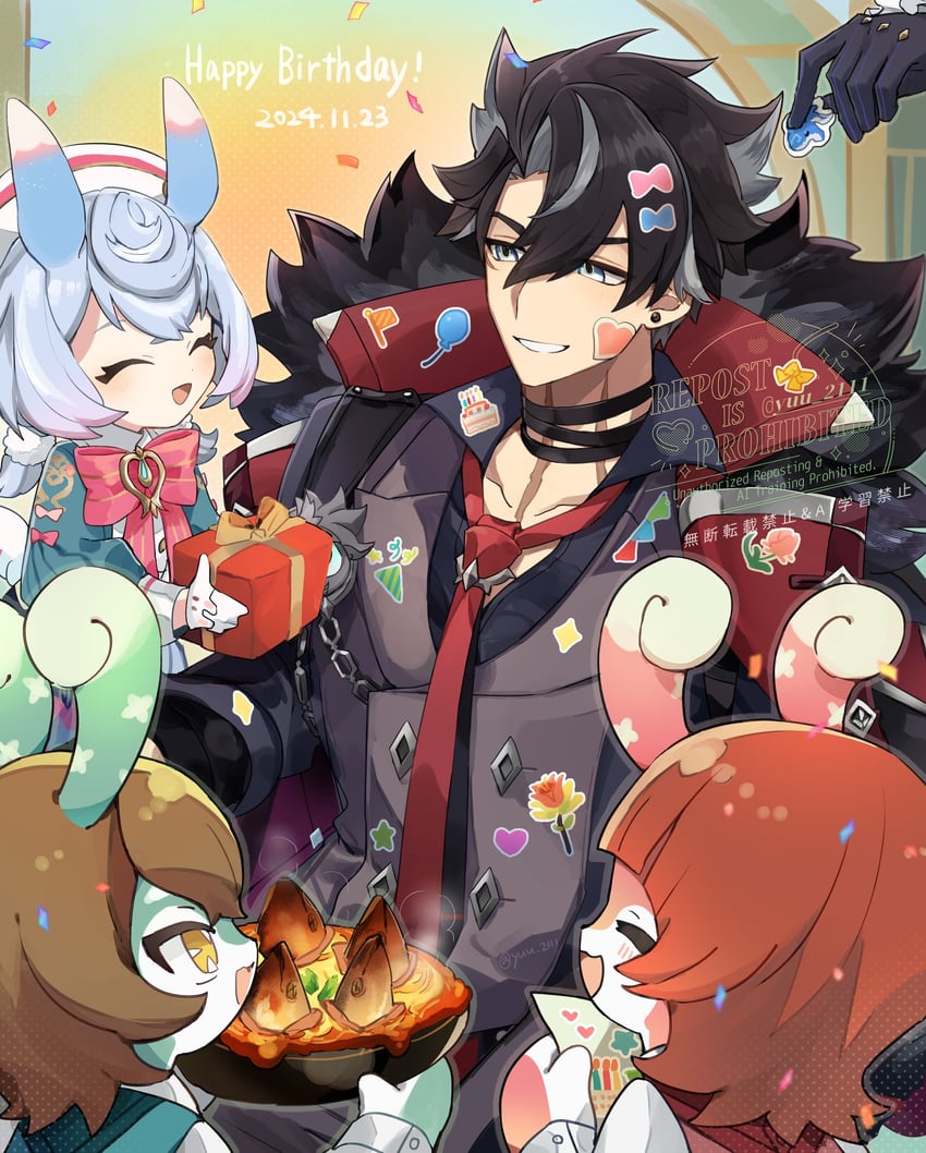 neuvillette, wriothesley, and sigewinne (genshin impact) drawn by yuu_(areruya)