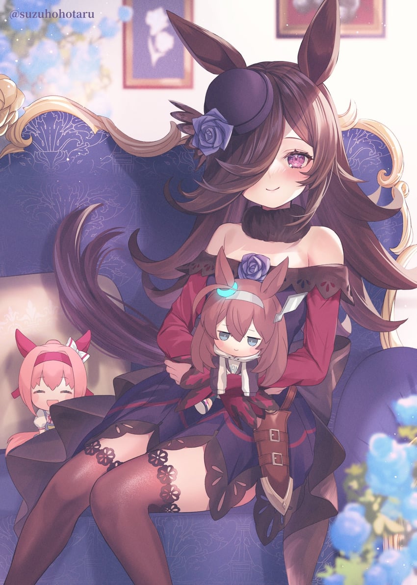 rice shower, mihono bourbon, and haru urara (umamusume) drawn by suzuho_hotaru
