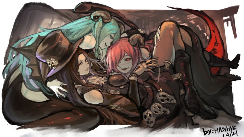 testament and succubus familiar (guilty gear and 1 more) drawn by hua_ha_jiazi