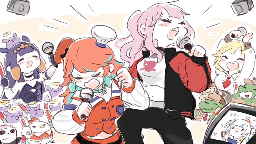 gawr gura, mori calliope, ninomae ina'nis, takanashi kiara, watson amelia, and 7 more (hololive and 1 more) drawn by yuuyu_(777)