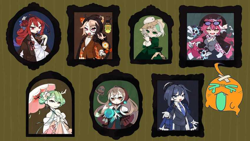 ouro kronii, nanashi mumei, ceres fauna, raora panthera, gigi murin, and 5 more (hololive and 1 more) drawn by eelsoup