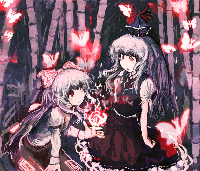 fujiwara no mokou and kamishirasawa keine (touhou) drawn by ashiyama_yoshinori
