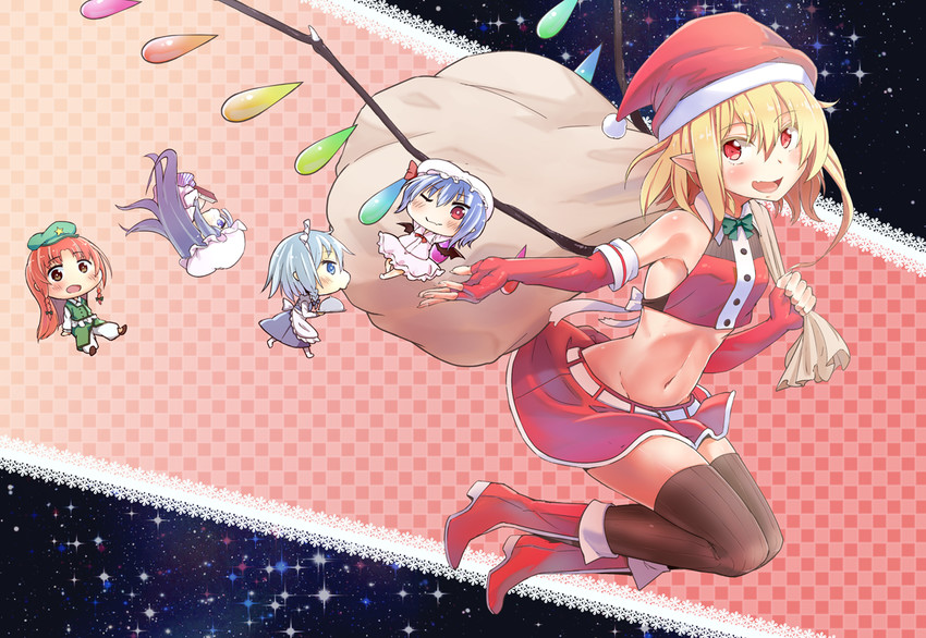 remilia scarlet, flandre scarlet, izayoi sakuya, patchouli knowledge, and hong meiling (touhou) drawn by liking