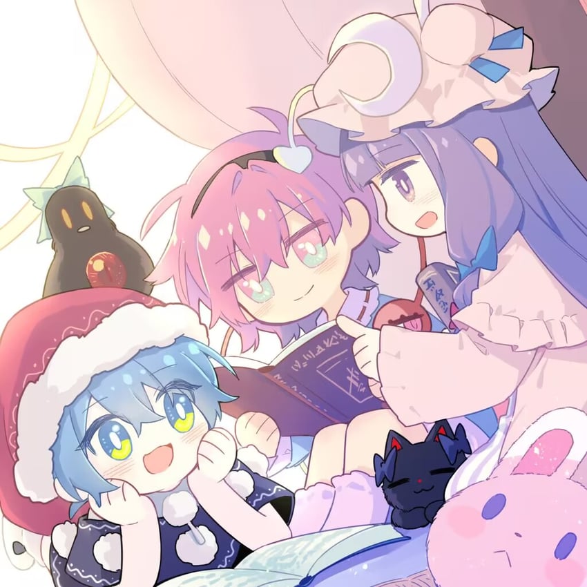patchouli knowledge, komeiji satori, kaenbyou rin, reiuji utsuho, and doremy sweet (touhou) drawn by beichen_xiaobei