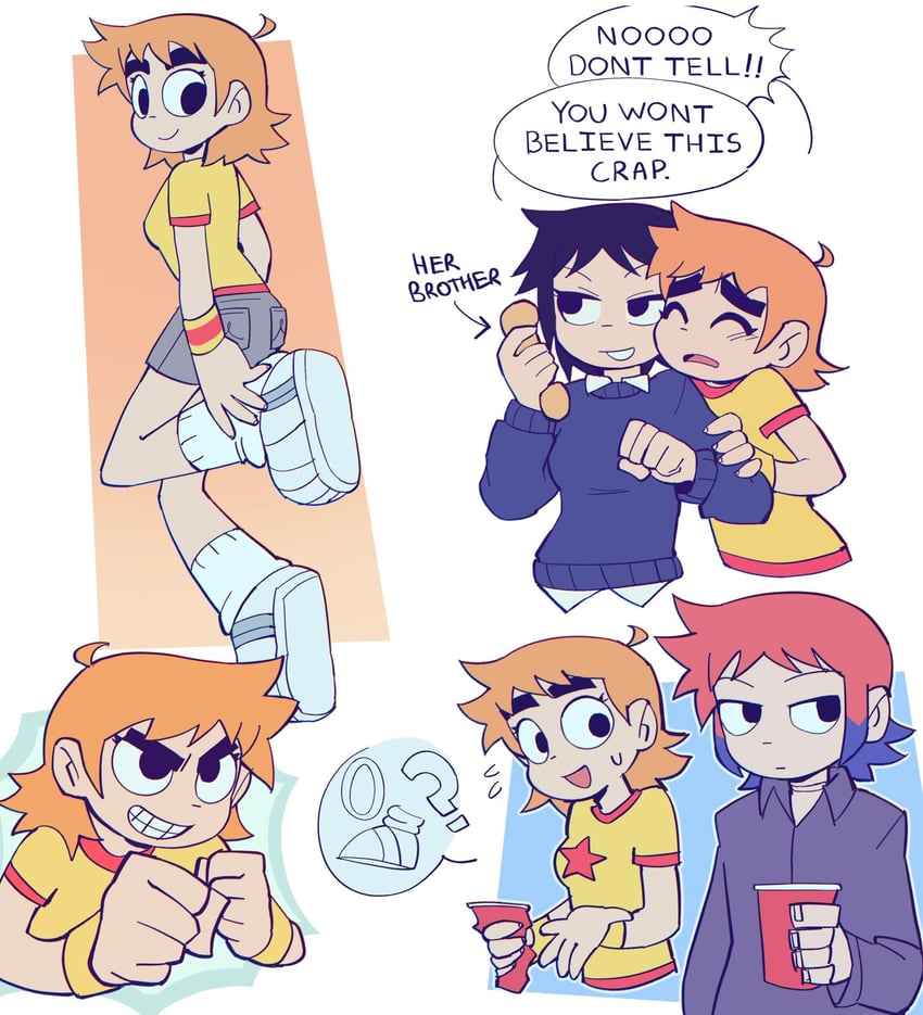 scott pilgrim, wallace wells, and ramona flowers (sonic and 2 more) drawn by blue_pepe