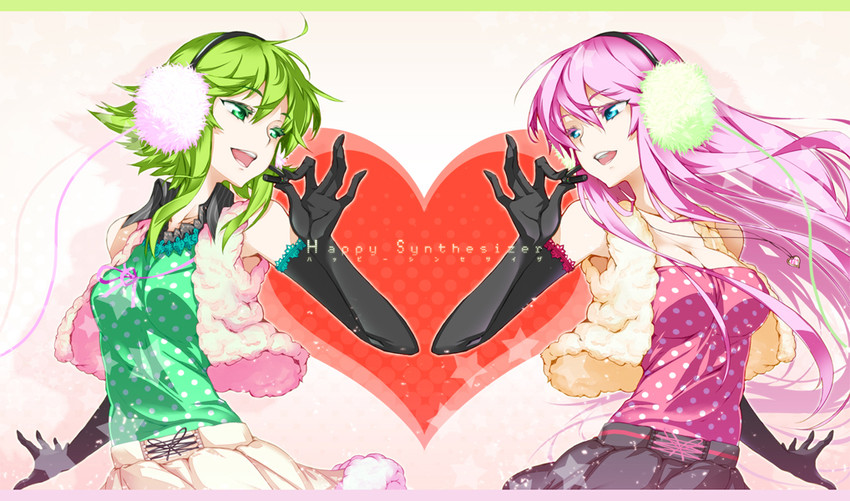 megurine luka and gumi (vocaloid and 1 more) drawn by hong_(white_spider)