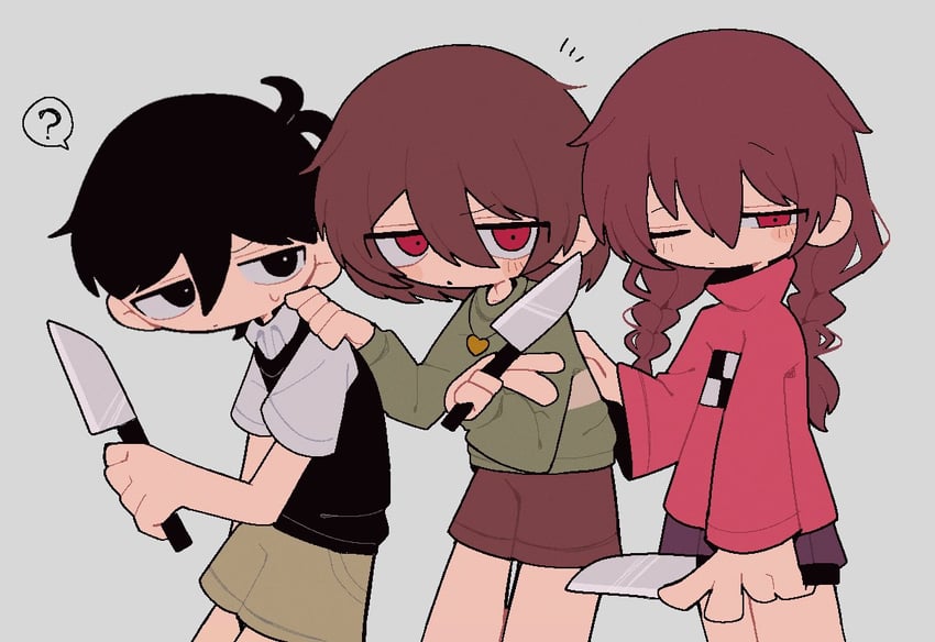 sunny, madotsuki, and chara (omori and 2 more) drawn by shiba_inu_(j1piwzrj8xdzywk)