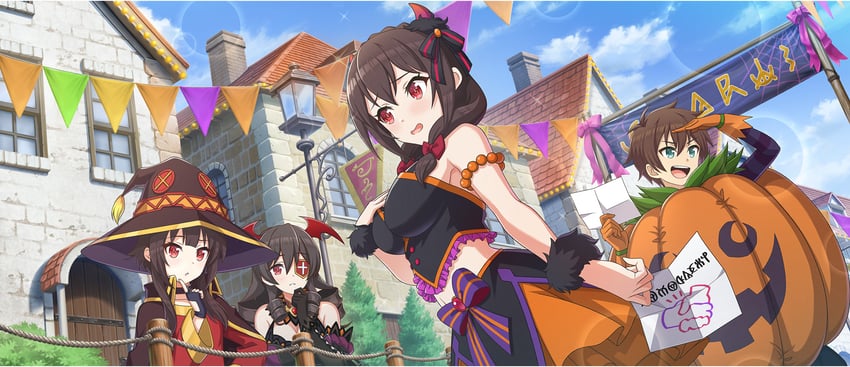 megumin, satou kazuma, yunyun, and arue (kono subarashii sekai ni shukufuku wo! and 1 more)