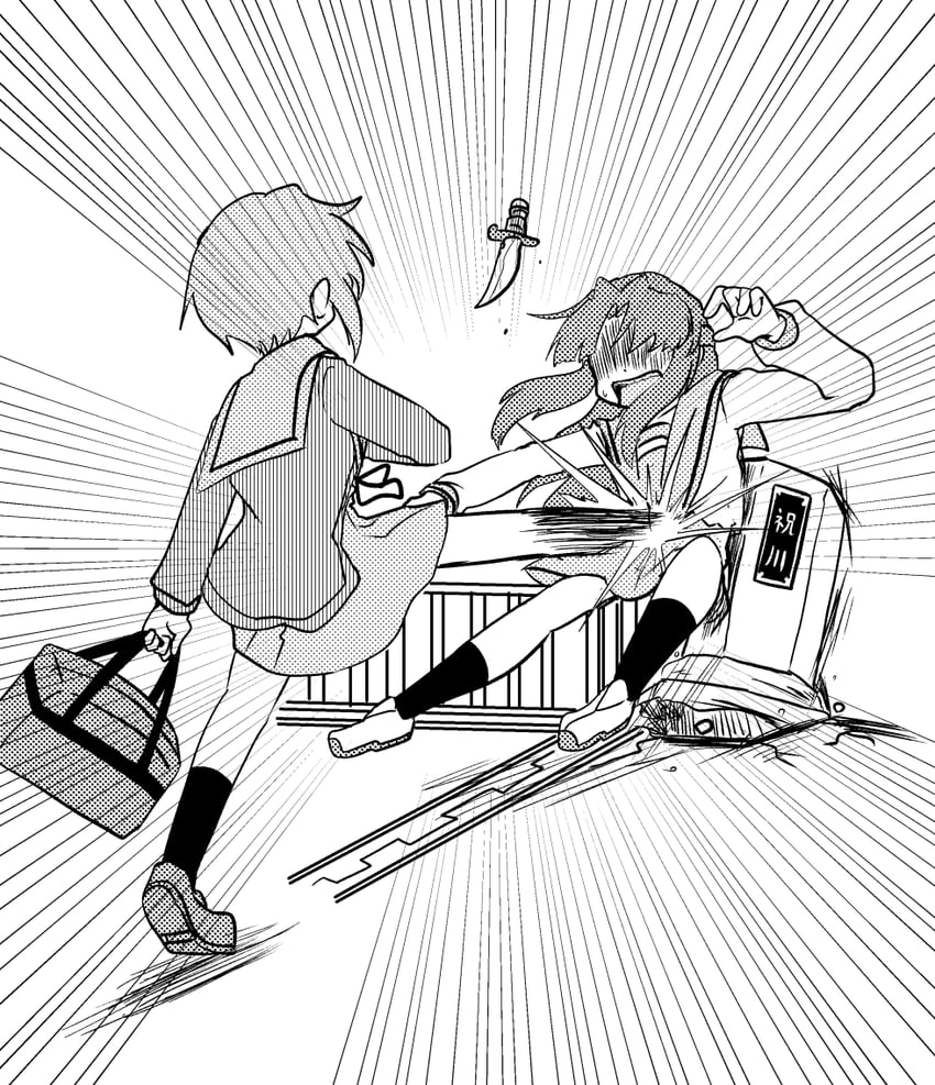 nagato yuki and asakura ryoko (suzumiya haruhi no yuuutsu) drawn by hengebako