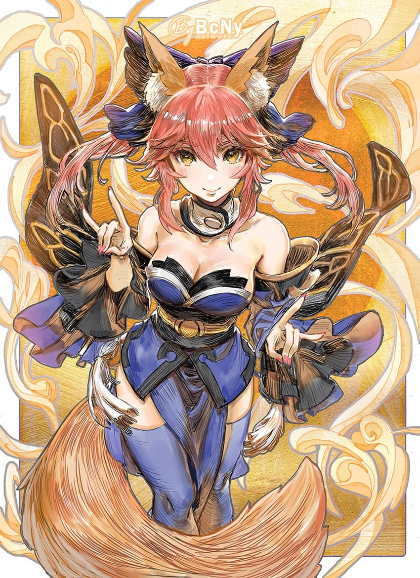 tamamo and tamamo no mae (fate and 2 more) drawn by b.c.n.y.