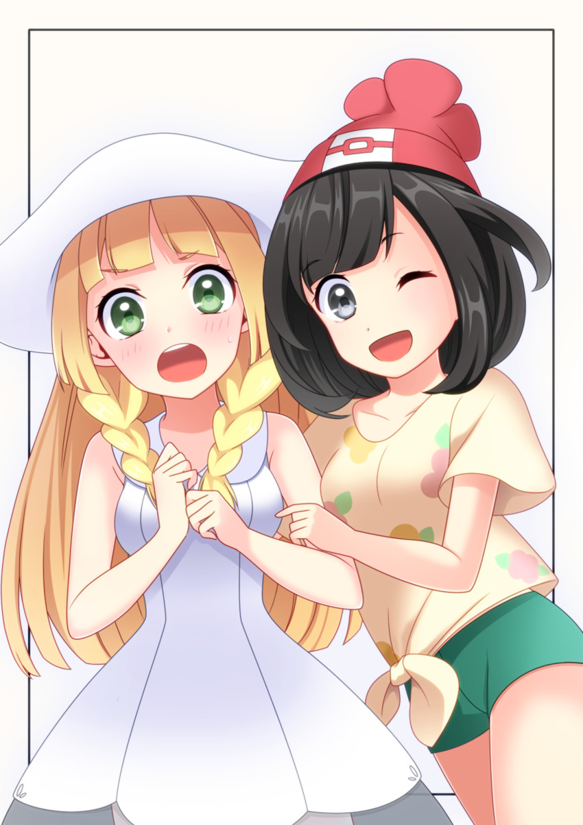 lillie and selene (pokemon and 1 more) drawn by yuihico