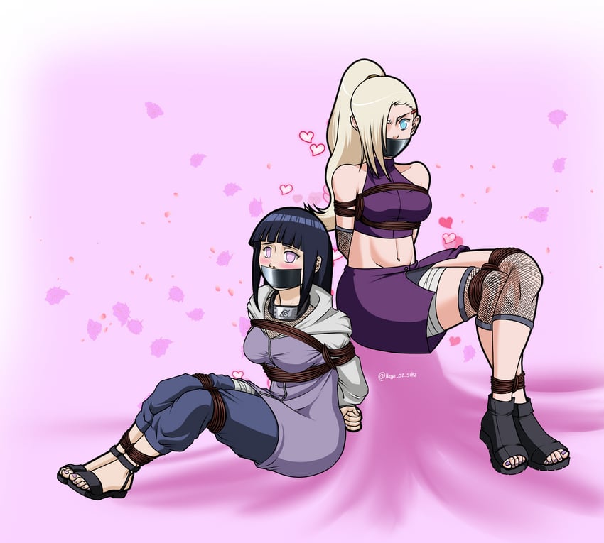 hyuuga hinata, yamanaka ino, and yamanaka inoichi (original and 1 more) drawn by oz_suka