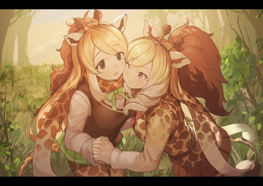 cape giraffe and rothschild's giraffe (kemono friends) drawn by koruse