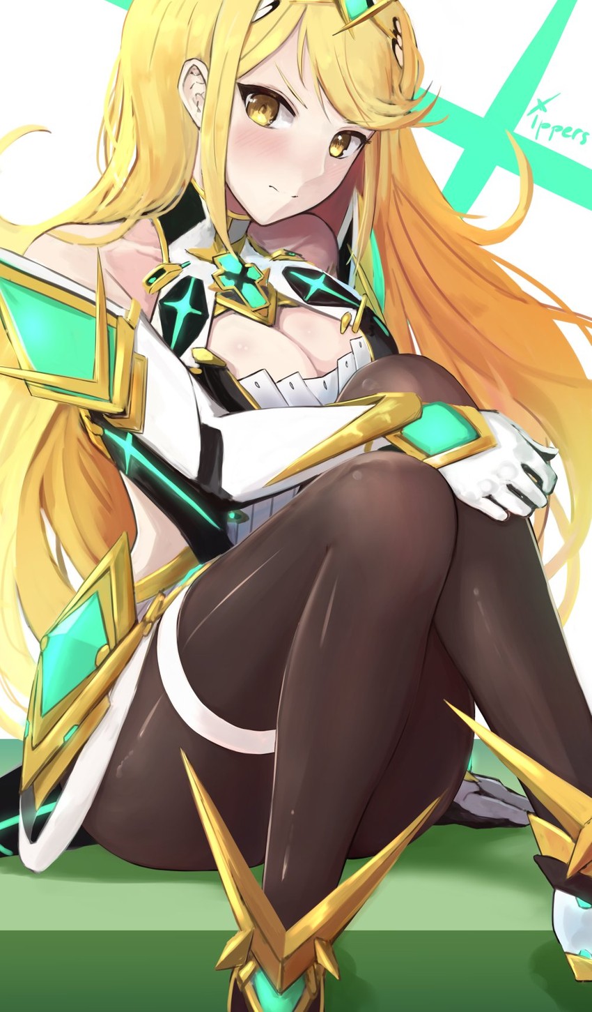 mythra (xenoblade chronicles and 2 more) drawn by ippers