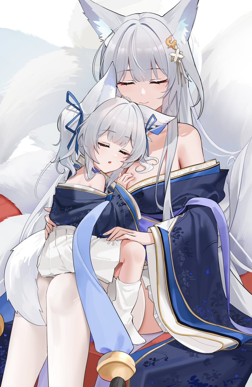 shinano and shinano-chan (azur lane) drawn by qing_wu