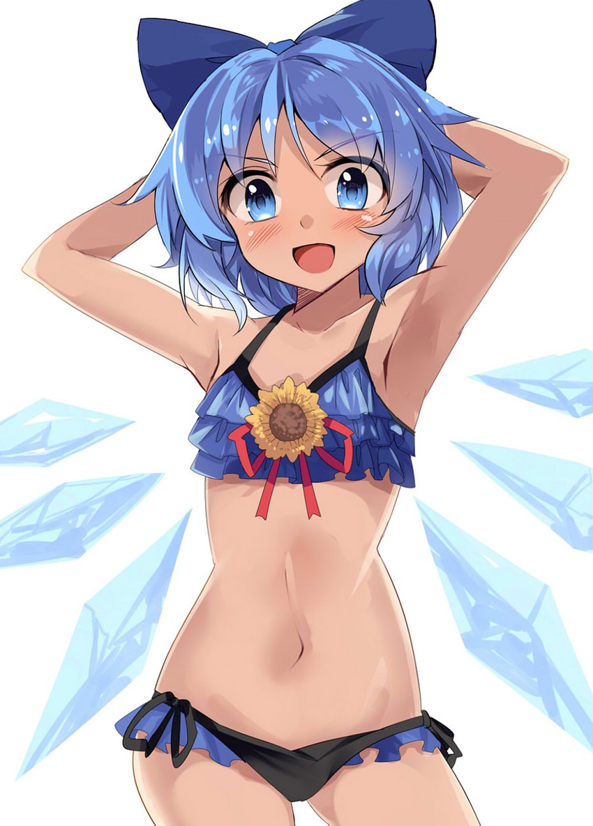 cirno and tanned cirno (touhou and 1 more) drawn by e.o.