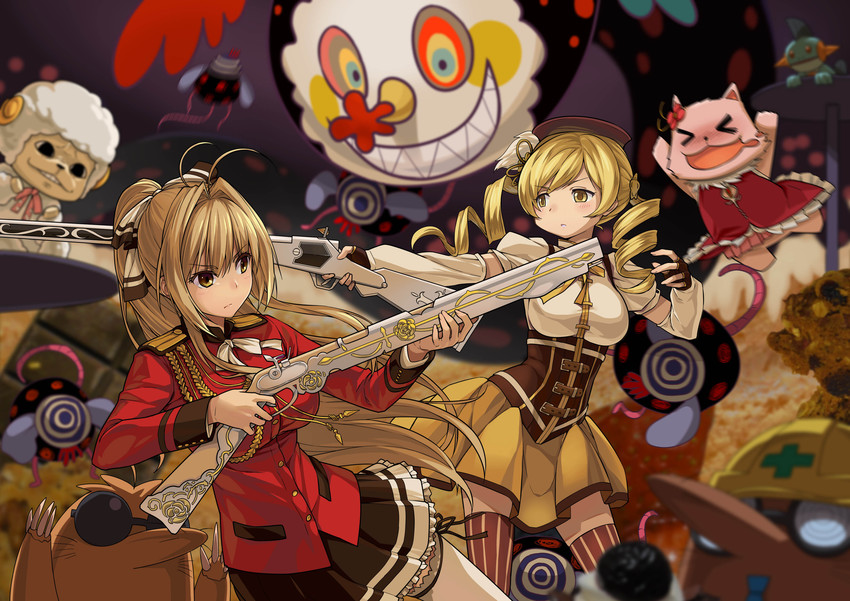 sakura kyoko, tomoe mami, charlotte, sento isuzu, pyotr, and 4 more (pokemon and 2 more) drawn by frostcyco