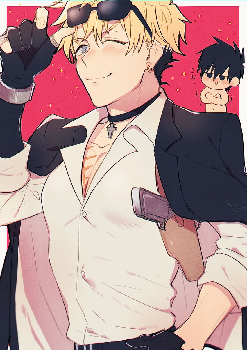 vash the stampede and nicholas d. wolfwood (trigun and 1 more) drawn by yuma_(zero)
