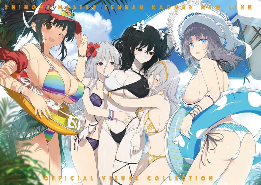 yumi, asuka, fubuki, senkou, and gekkou (senran kagura) drawn by yaegashi_nan