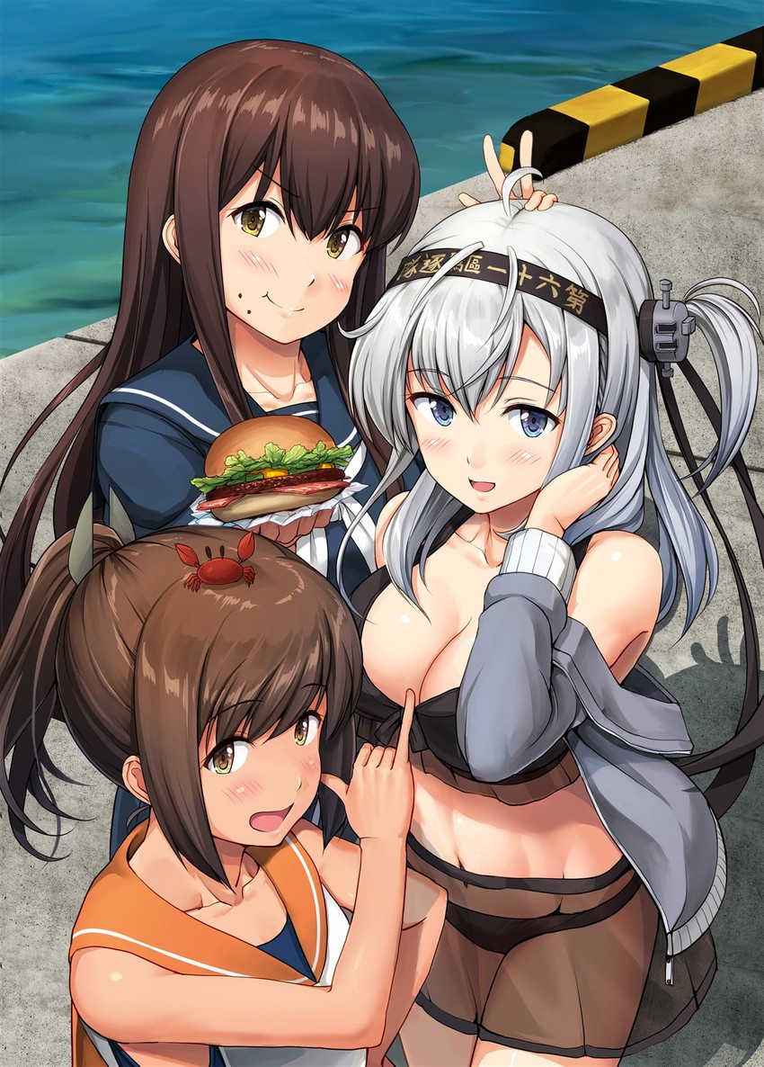 akagi, i-401, and suzutsuki (kantai collection) drawn by ichikawa_feesu