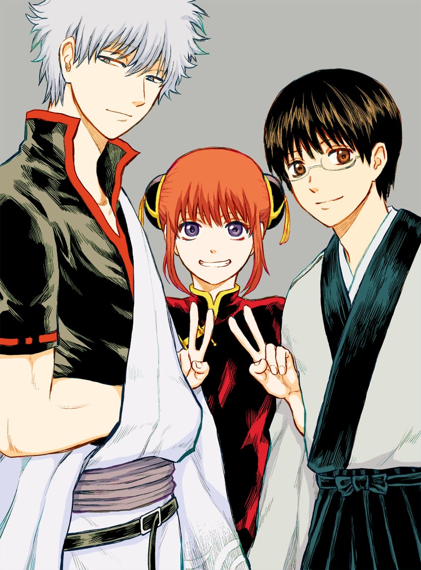 sakata gintoki, kagura, and shimura shinpachi (gintama) drawn by ohi_bis