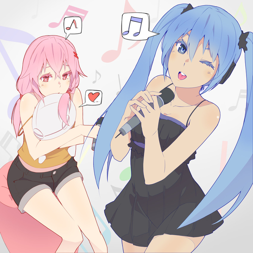 hatsune miku, yuzuriha inori, and fyu-neru (vocaloid and 1 more) drawn by super_bakemono