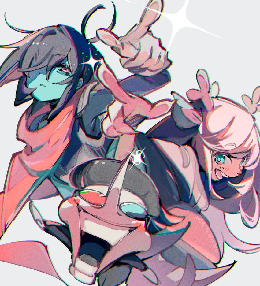 kris, noelle holiday, and spamton g. spamton (deltarune) drawn by noppo_(nopon)