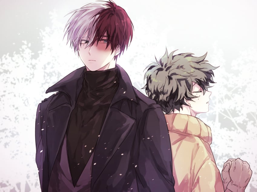 midoriya izuku and todoroki shoto (boku no hero academia) drawn by coh2soo