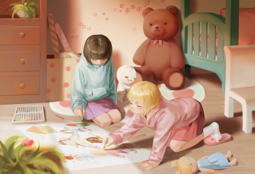 getou suguru, mimiko, and nanako (jujutsu kaisen) drawn by hejia_abby