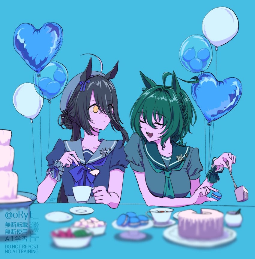 agnes tachyon and manhattan cafe (umamusume) drawn by oryt