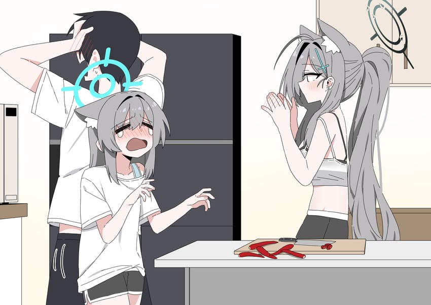 sensei, shiroko, and shiroko terror (blue archive and 1 more) drawn by b.t._(boob_tong)