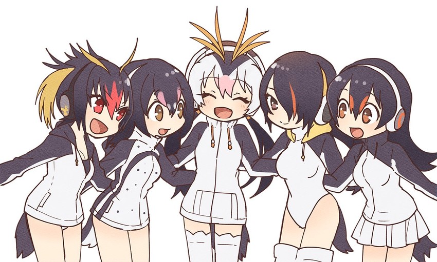 emperor penguin, humboldt penguin, royal penguin, rockhopper penguin, and gentoo penguin (kemono friends and 1 more) drawn by tama_(songe)