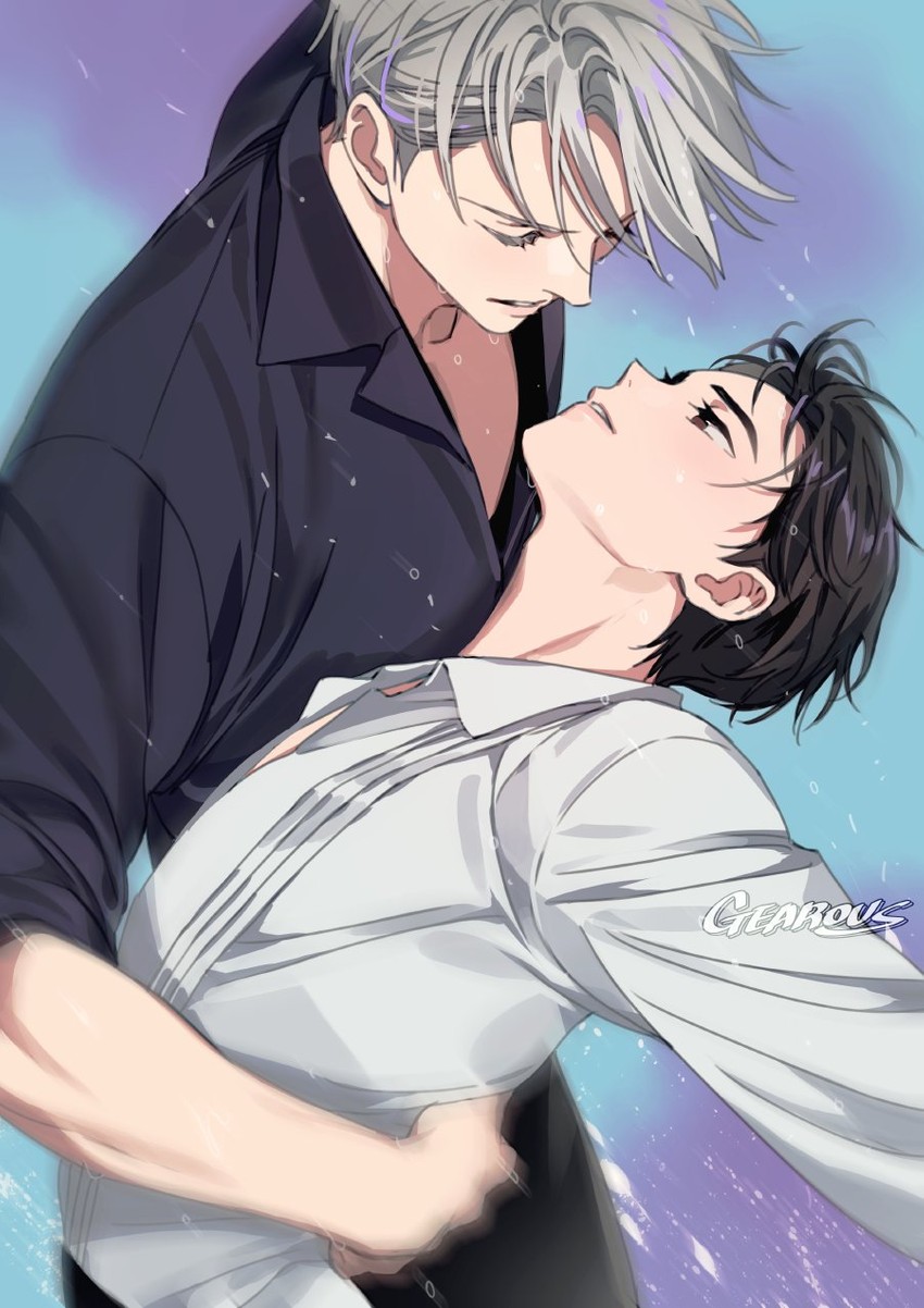 katsuki yuuri and viktor nikiforov (yuri!!! on ice) drawn by gearous