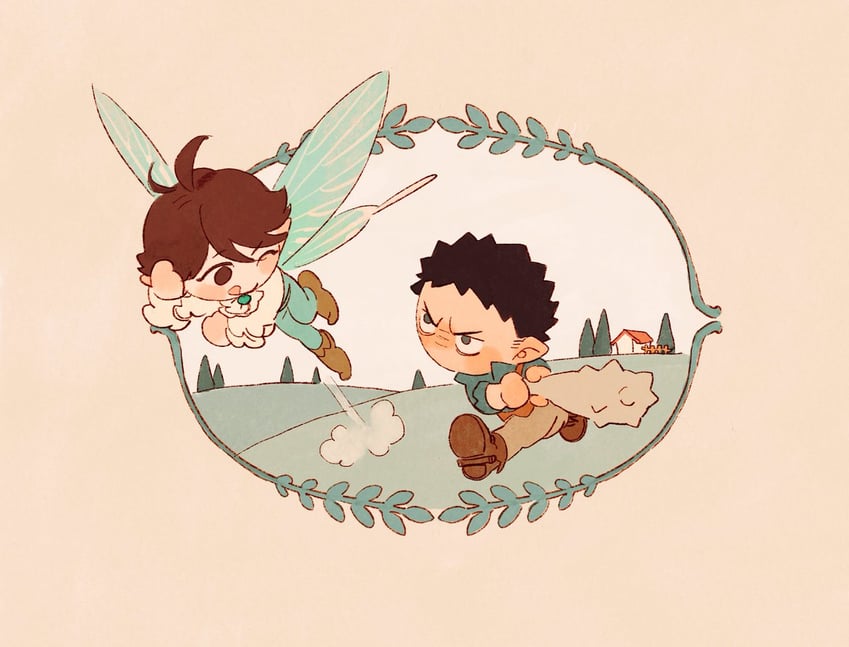 oikawa tooru and iwaizumi hajime (haikyuu!!) drawn by chengongzi123