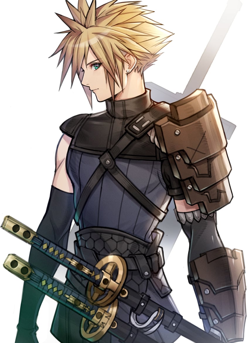 cloud strife (final fantasy and 2 more) drawn by lukrevadraws
